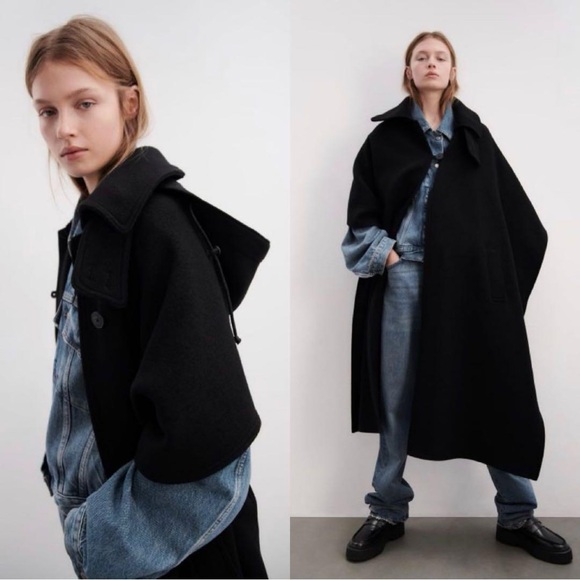 ZARA ~ HOODED WOOL CAPE ZW LIMITED EDITION - Picture 7 of 17